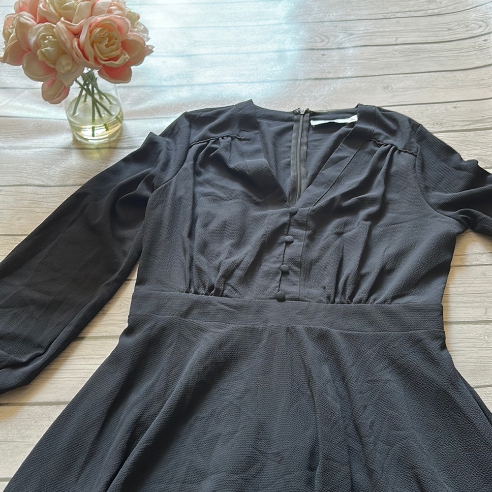 JustFab Long Sleeve Button Front Asymmetrical Hem Midi Dress Size Large